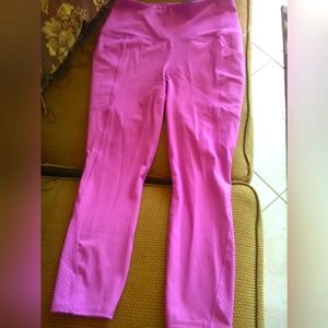 BNWT LEGGINGS BY RBX ACTIVE SZ. S/P TECH FLEX 21%SPANDEX POCKETS PINKY PURPLE